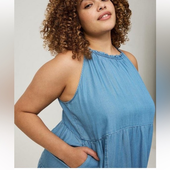 NWT Torrid Trapeze mini dress tencel denim size 2 2x 18 20 - Picture 2 of 7